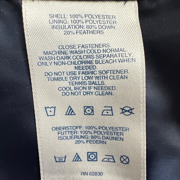 Lands' End Women' S Navy Dark Blue with White Polkadots Zip Up Down Puffer Vest - Picture 10 of 10